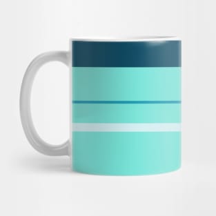 A superb impression of Ice, Sky Blue (Crayola), Blue-Green and Midnight Green (Eagle Green) stripes. Mug